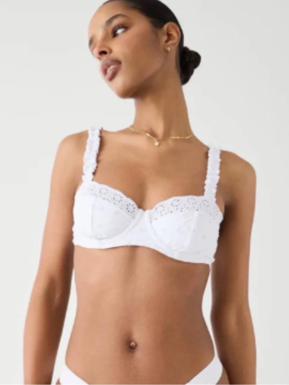 Frankie's Bikinis White Eyelet Lace Two-Piece Bikini medium set